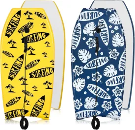 2 Pcs Body Boards for Beach, Lightweight PE Bodyboard Surfboards with EPS Core, Wrist Leash, XPE Deck and HDPE Slick Bottom for Kids Teens Adults Pool Surfing