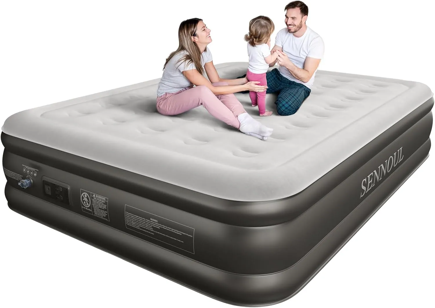 Air Mattress Queen with Built in Pump - Upgraded Blow Up Bed,2 Mins Quick Self Inflatable and Deflate, 18"/650lbs Max, Strong Support, Flocked Top, Puncture Resistant, for Camping,Home,Guests