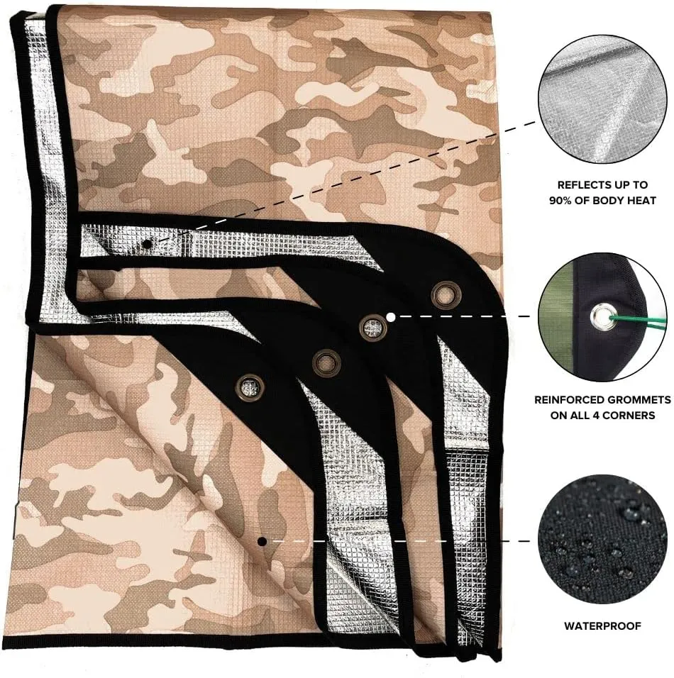 Arcturus Heavy Duty Survival Blanket  Insulated Thermal Reflective Tarp - 60" x 82". All-Weather, Reusable Emergency Blanket for Car or Camping (Desert Camo)