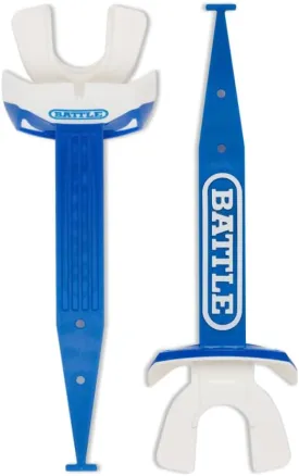 Battle Sports Speed Pro Two-Tone Mouthguard, No Boil, Braces Compatible, Connected Strap, Maximum Breathability (Royal/White)