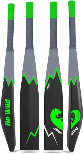Be Wild Heavy Duty Plastic Cricket Bat Full Plastic Bat Hard Plastic Bat Cricket Bat Full Size for All Age Groups Kids Boys Girls Adults (Black Green)