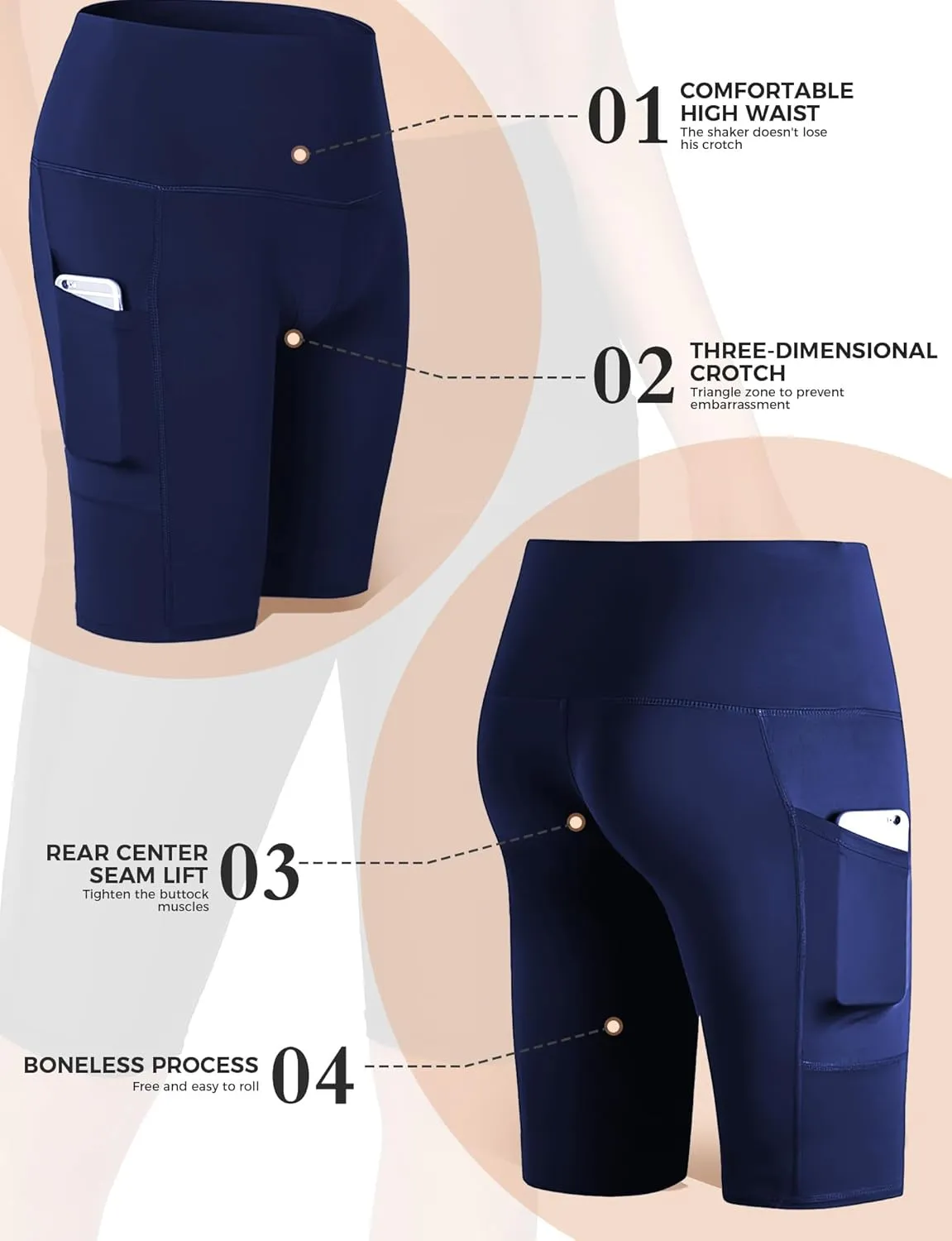 Buauty High-Waisted Women's 12" Swim Shorts with Liner UPF50  Board Shorts with Pockets Quick Dry Swimsuit Bottom