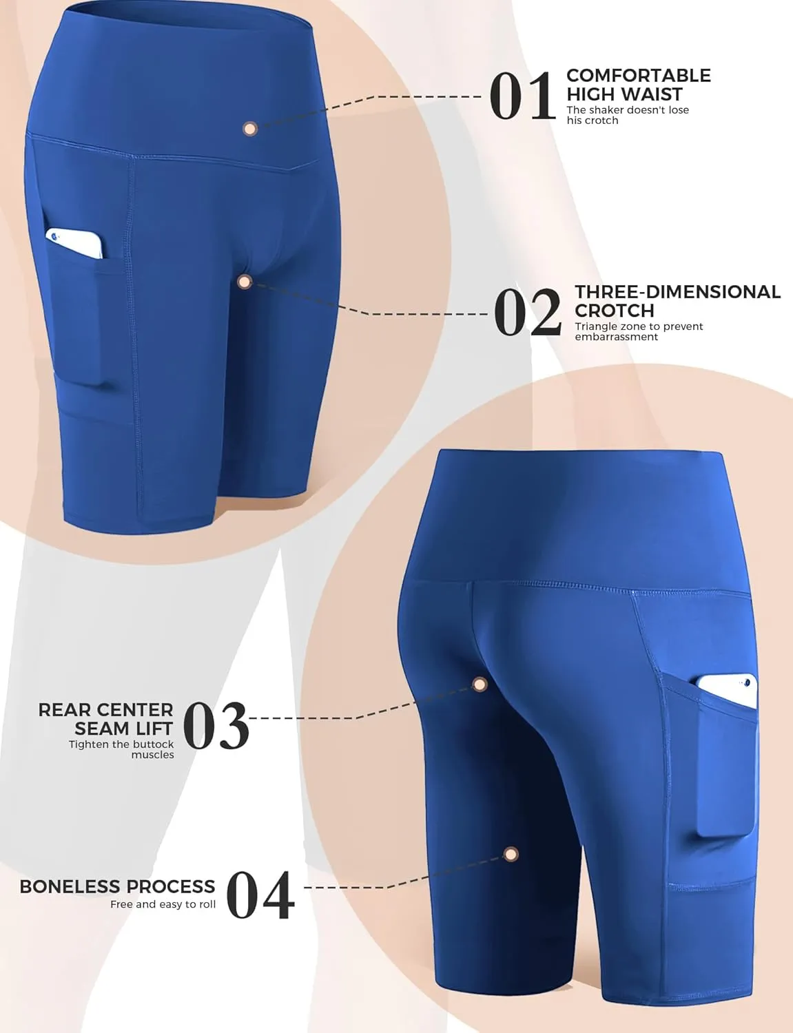 Buauty High-Waisted Women's 12" Swim Shorts with Liner UPF50  Board Shorts with Pockets Quick Dry Swimsuit Bottom