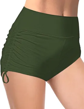 Buauty Women's Swim Shorts High Waisted Bathing Suit Bottoms Adjustable Side Tie Swimsuit Boy Short Pants Swimwear UPF50 