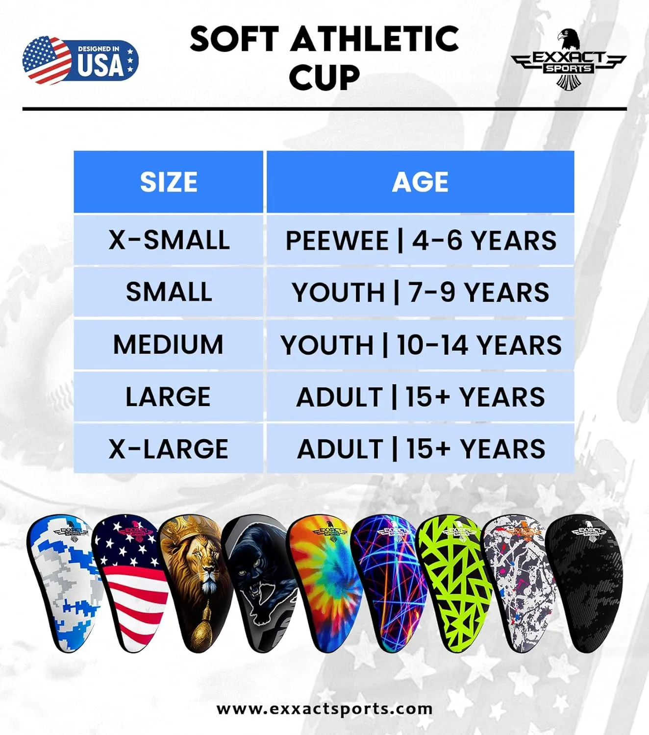 Exxact Sports Lightweight Athletic Cup Mens & Boys with Soft Rim Comfort for Superior Support, Baseball Cup Youth Boys for T-Ball, Football, Lacrosse, Hockey Groin Protector MMA Cup