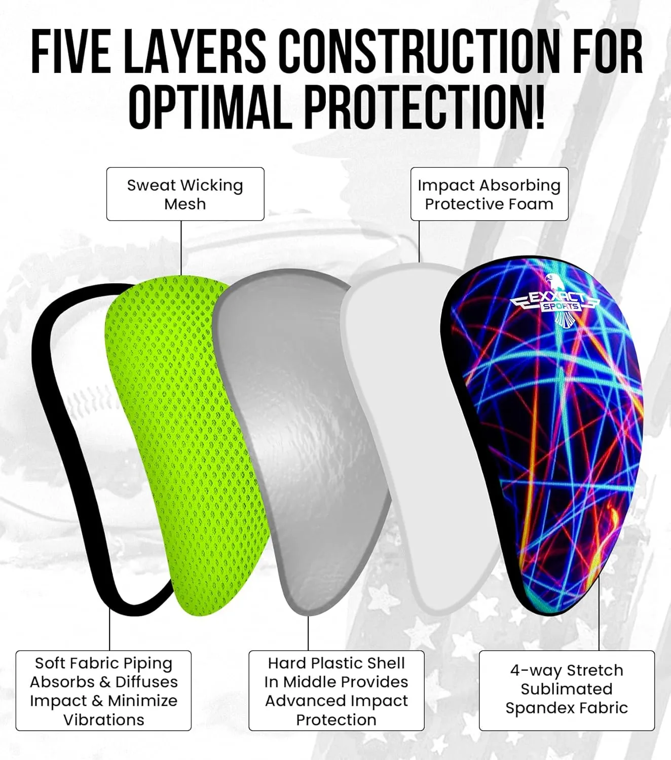 Exxact Sports Lightweight Athletic Cup Mens & Boys with Soft Rim Comfort for Superior Support, Baseball Cup Youth Boys for T-Ball, Football, Lacrosse, Hockey Groin Protector MMA Cup