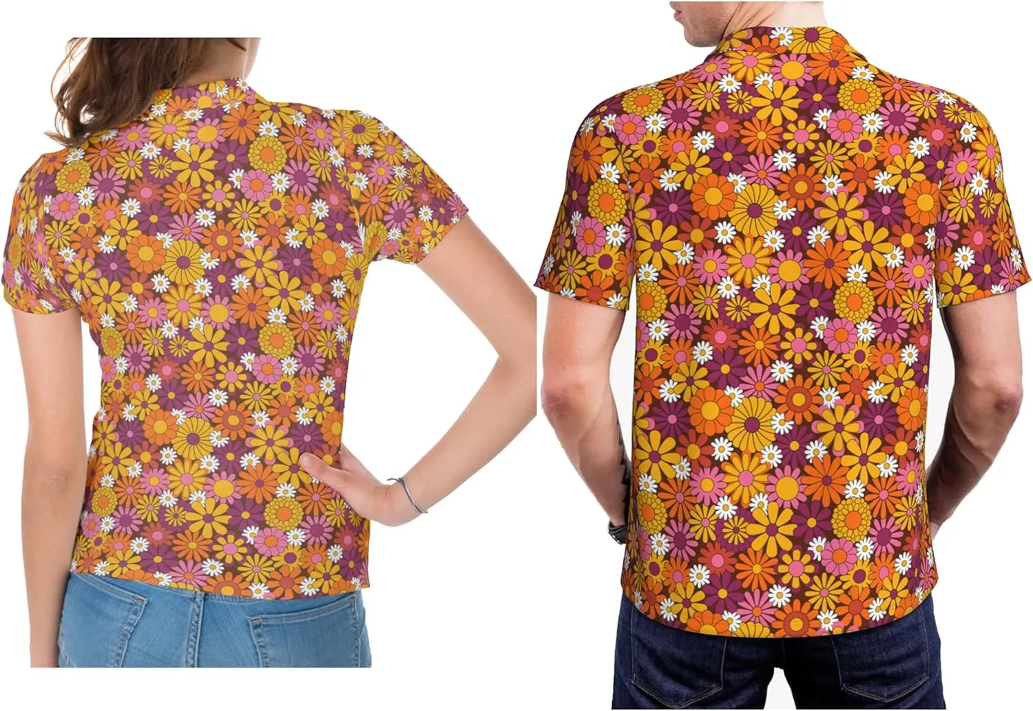 Funny Couple Golf Shirts,Matching Hawaiian Golf Shirt for Couple,Moisture Wicking Couple Polo Shirt for Men Women