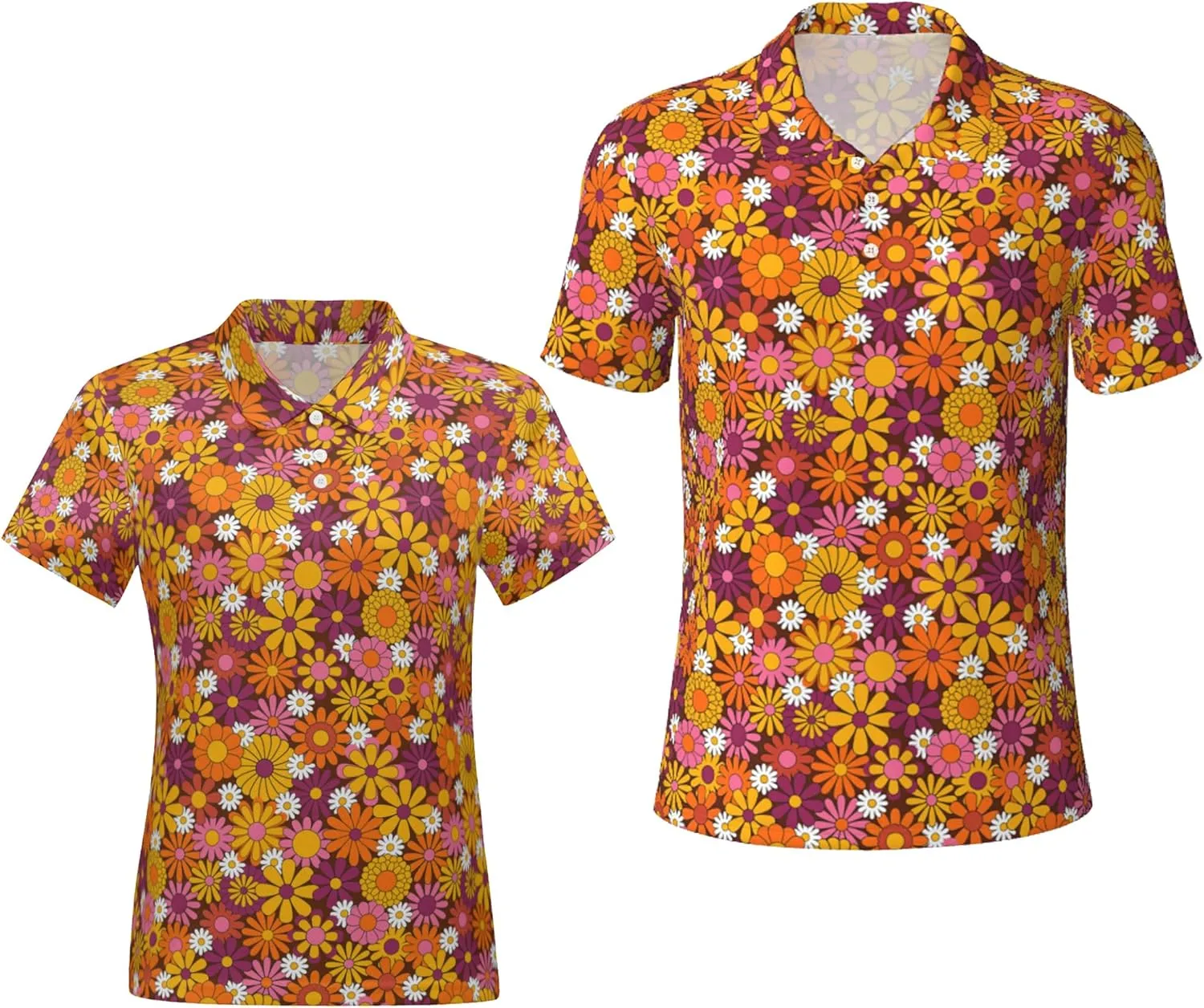 Funny Couple Golf Shirts,Matching Hawaiian Golf Shirt for Couple,Moisture Wicking Couple Polo Shirt for Men Women