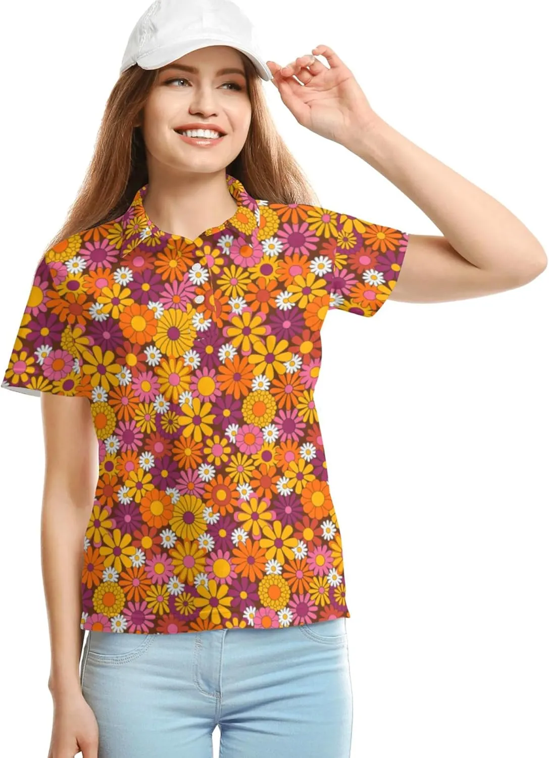 Funny Couple Golf Shirts,Matching Hawaiian Golf Shirt for Couple,Moisture Wicking Couple Polo Shirt for Men Women