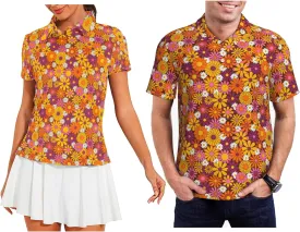 Funny Couple Golf Shirts,Matching Hawaiian Golf Shirt for Couple,Moisture Wicking Couple Polo Shirt for Men Women