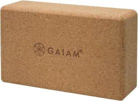 Gaiam Cork Yoga Brick  9x5.5 Inch, Natural Cork Brick for Yoga, Pilates, Stretching, Balance, Gym, Home Workout, Meditation, Non-Slip, High-Density, Rounded Edges for Enhanced Poses and Flexibility