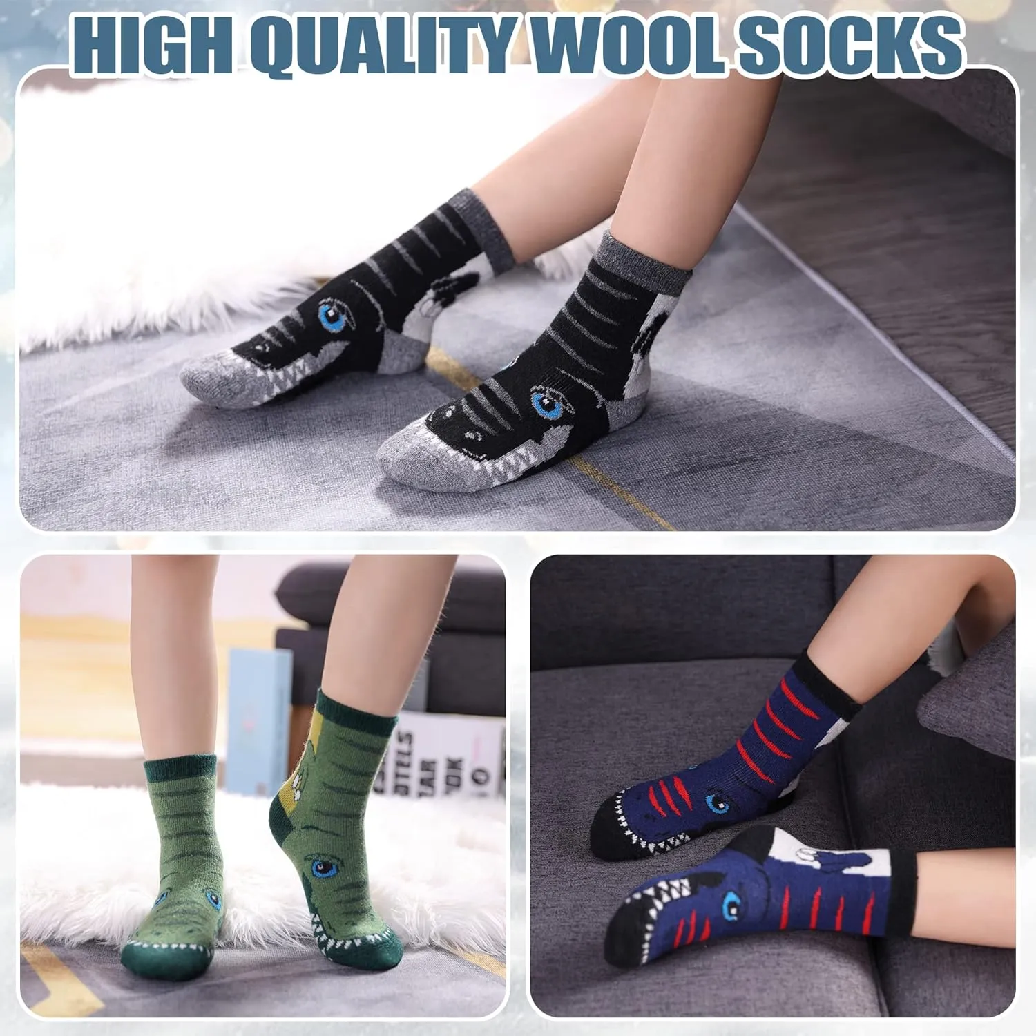 Kids Merino Wool Hiking Socks for Boys Girls Toddlers Thermal Winter Warm Thick Crew Boot Snowboarding Gift Socks
