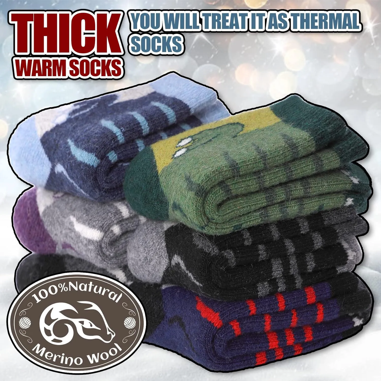 Kids Merino Wool Hiking Socks for Boys Girls Toddlers Thermal Winter Warm Thick Crew Boot Snowboarding Gift Socks