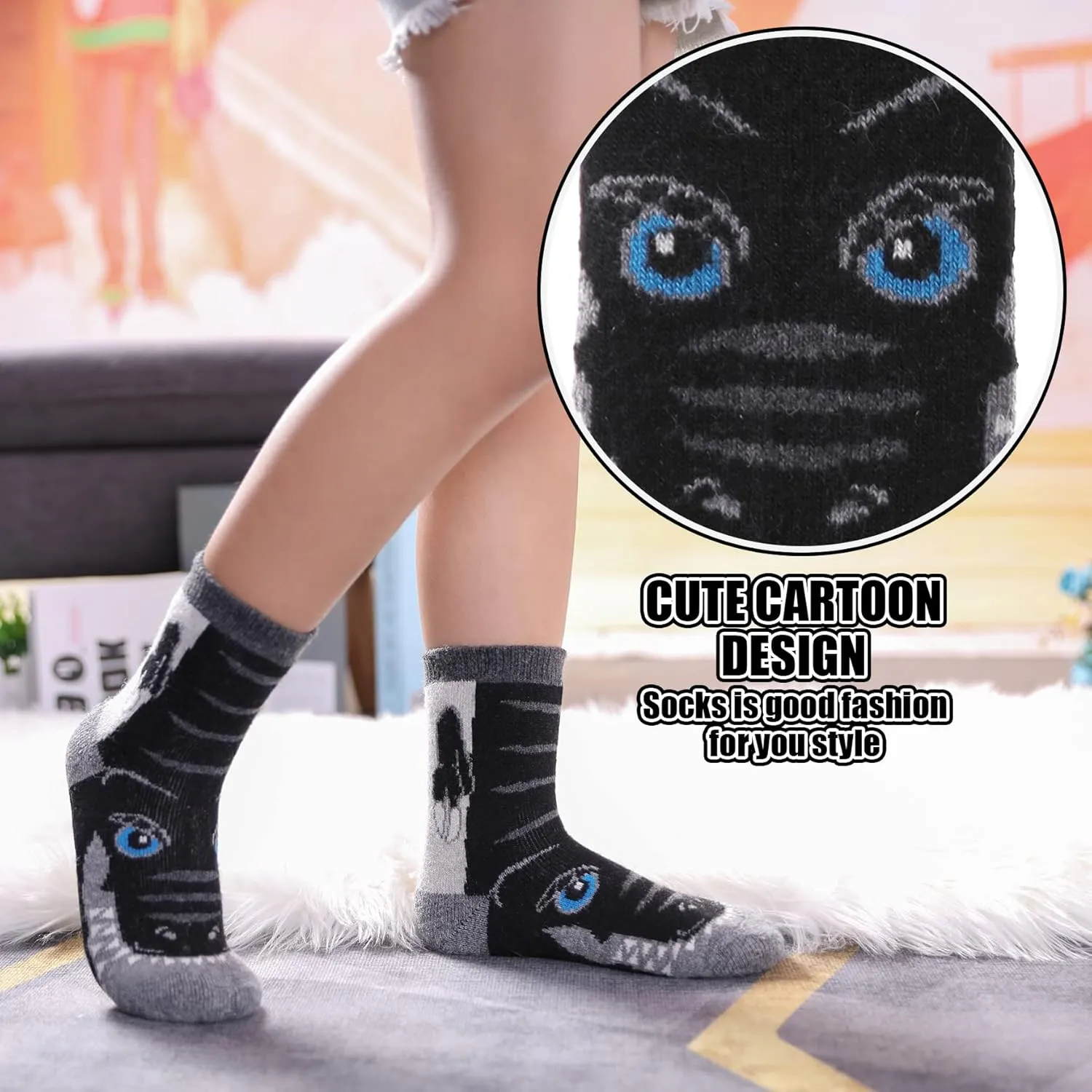 Kids Merino Wool Hiking Socks for Boys Girls Toddlers Thermal Winter Warm Thick Crew Boot Snowboarding Gift Socks