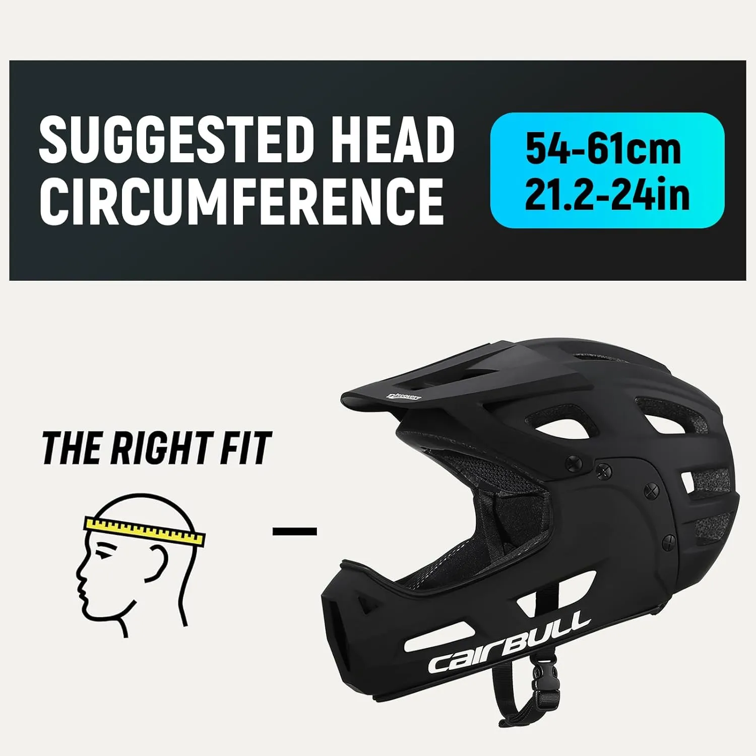 Lixada Cycling Helmet for Adults Full Face Bike Helmet Adult Cycling Helmet with Detachable Chin Guard and Visor for Mountain Biking 54-61 cm