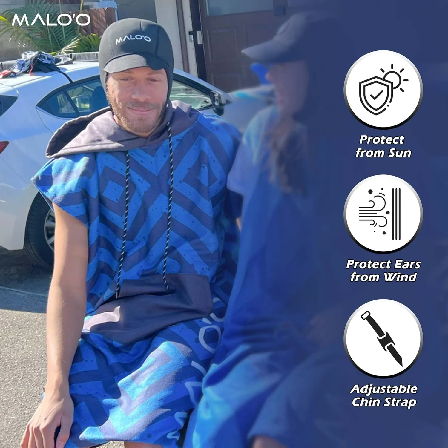 Malo'o Surf Hood 2mm Neoprene Cap - Black - Warm and Comfortable with Multiple Sizes