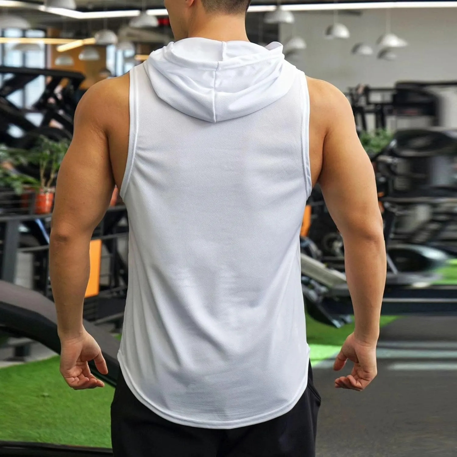 Mens Tank Top Lightweight Sleeveless Hoodie Muscle T-Shirt Summer Casual Cut Off Shirt Workout Running Gym Breathable Tee