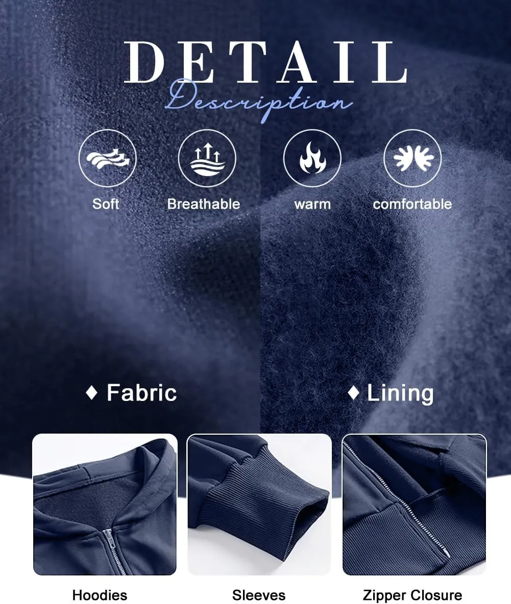 NANJUN Womens Full Zip Fleece Hoodies Jackets Fashion High Waist Sweatshirts Outfits Casual Comfy Tops Four Seasons