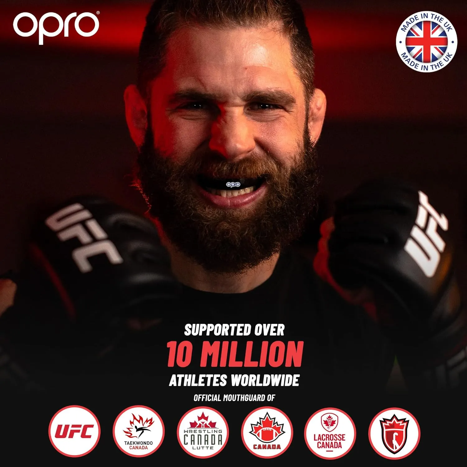 OPRO Instant Custom-Fit Mouth Guard, Dentist-Level Comfort, Protection & Fit - Moldable Mouthguard for Football, Boxing, Rugby, MMA, BJJ, UFC Mouth Piece- Includes Mouth Guard Case (UFC Black, Adult)