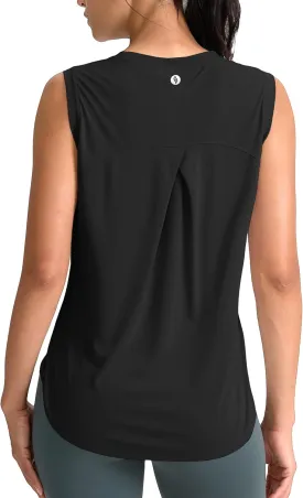SANTINY Women's Sleeveless Workout Tops Breathable Lightweight Active Tennis Yoga Shirts Athletic Running Tank Tops for Women