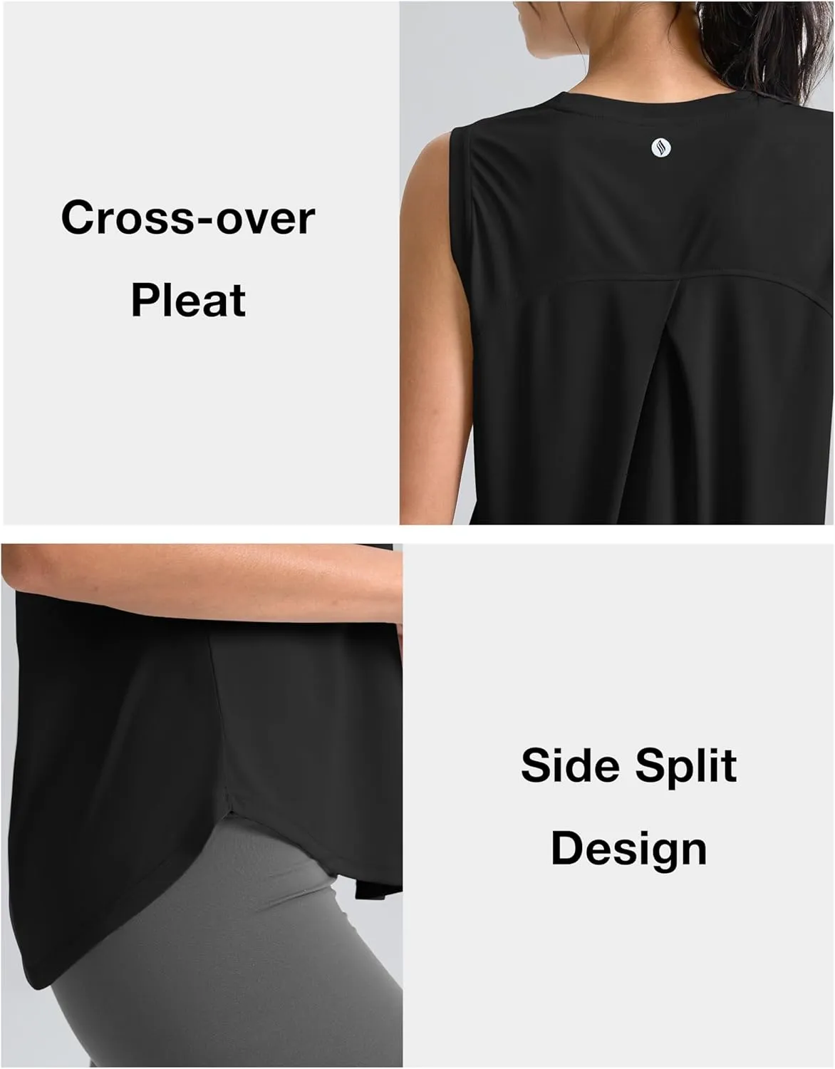 SANTINY Women's Sleeveless Workout Tops Breathable Lightweight Active Tennis Yoga Shirts Athletic Running Tank Tops for Women