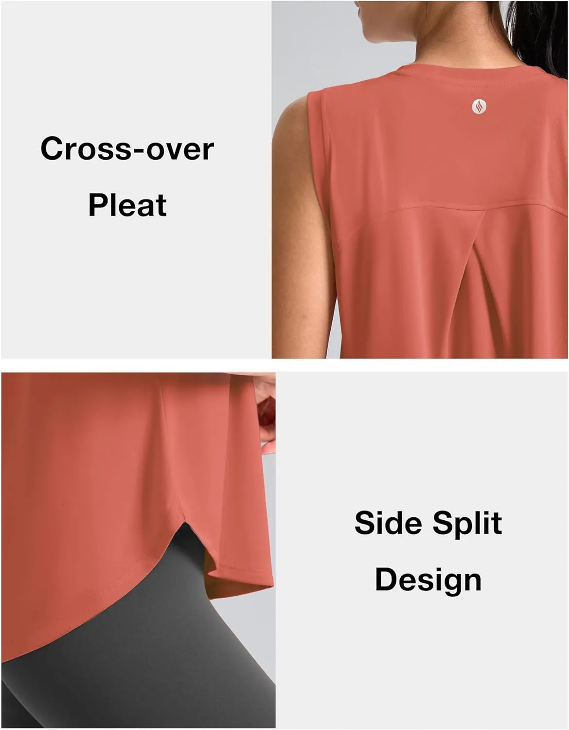 SANTINY Women's Sleeveless Workout Tops Breathable Lightweight Active Tennis Yoga Shirts Athletic Running Tank Tops for Women