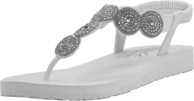 Skechers Women's Meditation-Stars & Sparkle-Circular Rhinestone Slingback Thong Flip-Flop