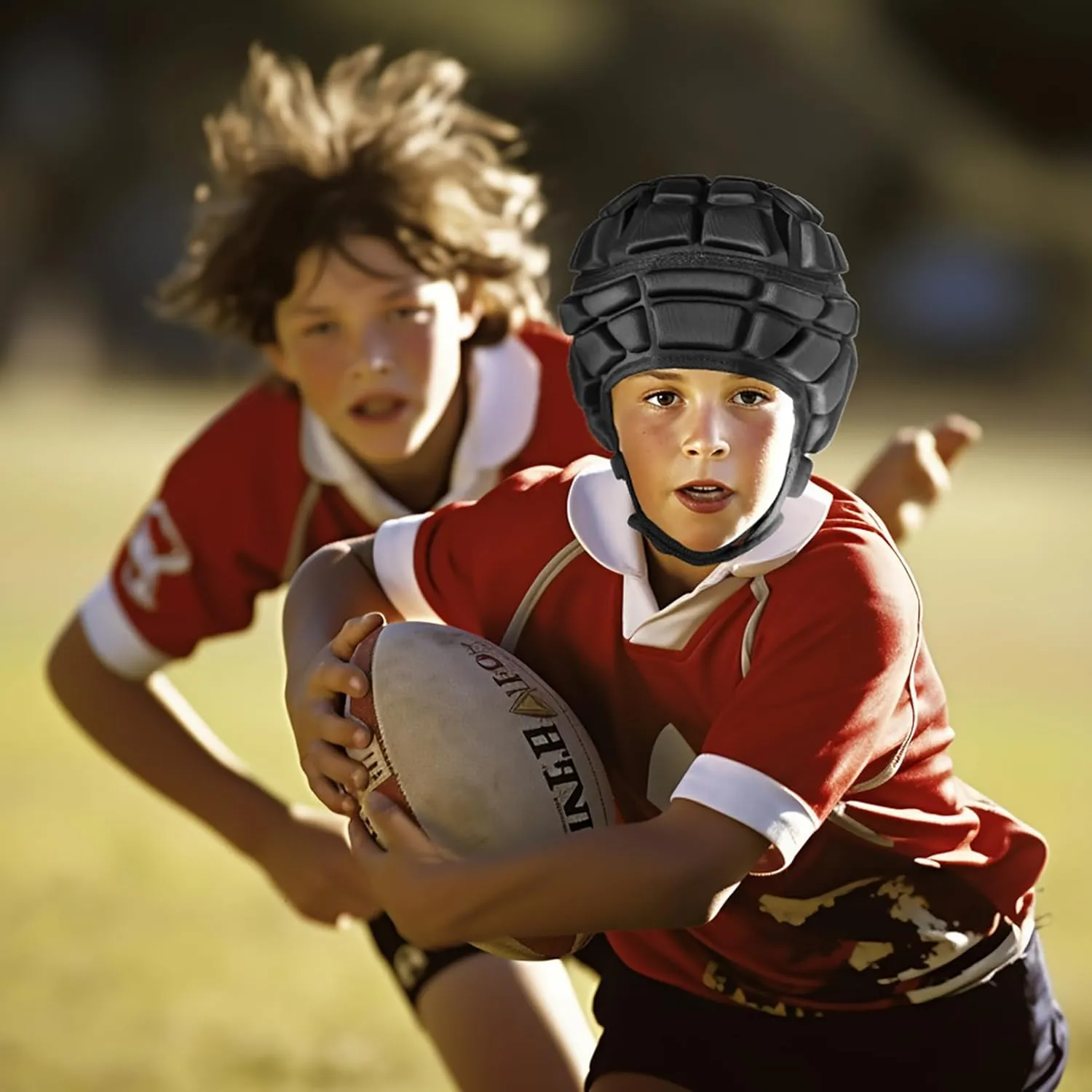 Soft Padded Helmet for Flag Football 7v7 Rugby Adjustable Soccer Goalie Headguard Headgear Sports Goalkeeper Cap Protection Kids Youth Adults