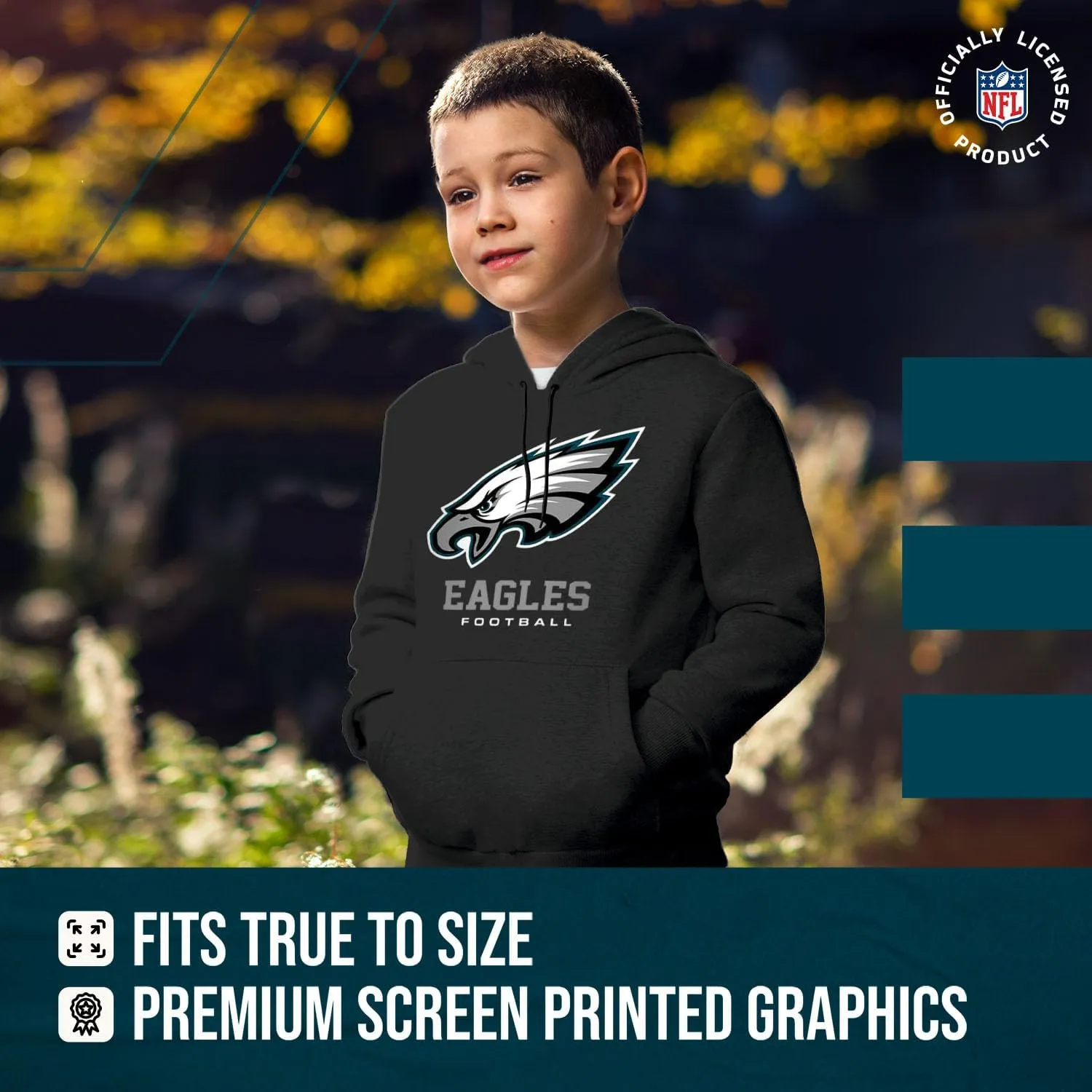 Team Fan Apparel Youth NFL Ultimate Fan Logo Fleece Hooded Sweatshirt -Tagless Football Pullover for Kids - Officially