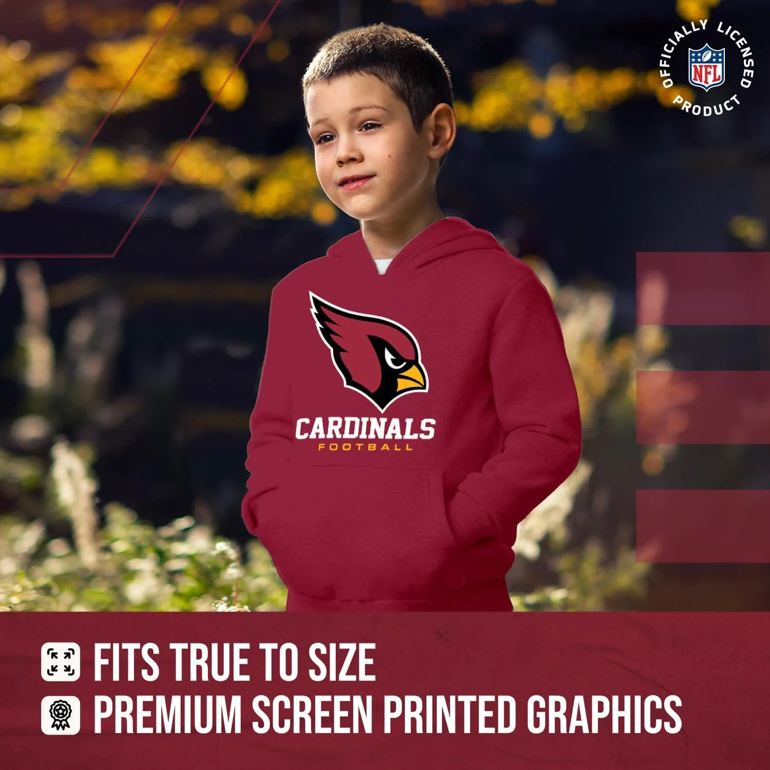 Team Fan Apparel Youth NFL Ultimate Fan Logo Fleece Hooded Sweatshirt -Tagless Football Pullover for Kids - Officially