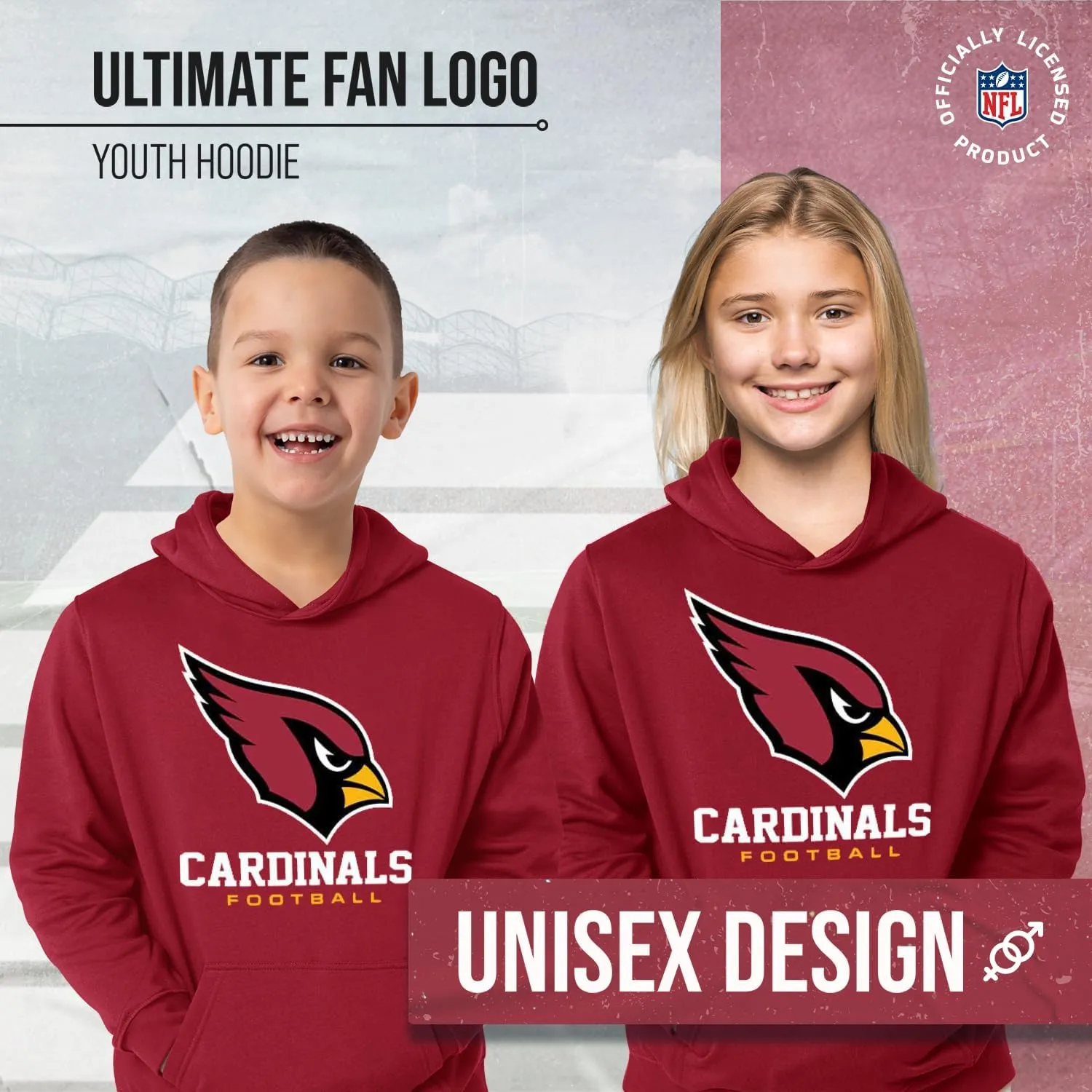 Team Fan Apparel Youth NFL Ultimate Fan Logo Fleece Hooded Sweatshirt -Tagless Football Pullover for Kids - Officially