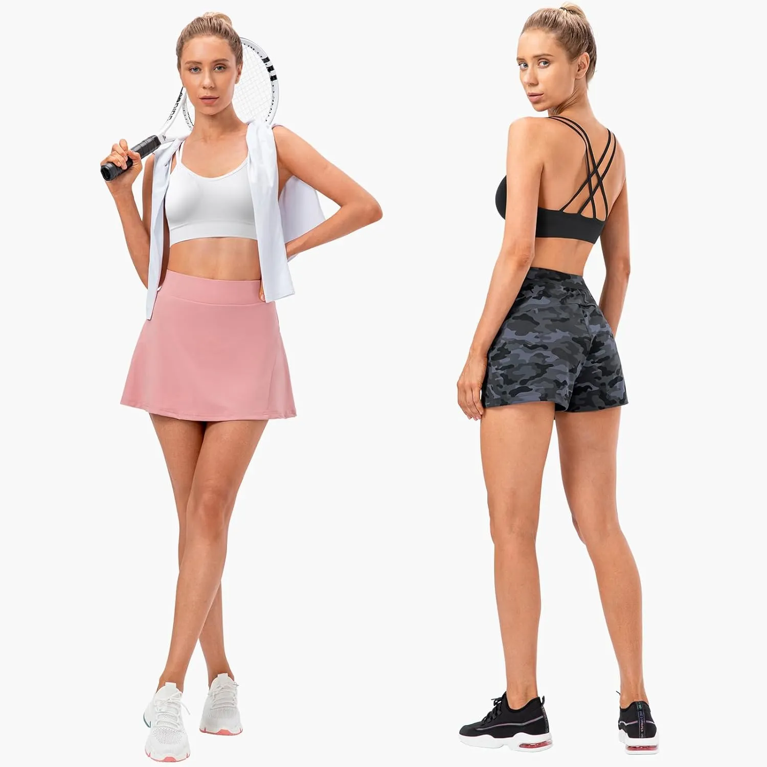 VEQKING Women's Cross Back Sports Bra Padded Strappy Medium Support Yoga Bra for Workout Fitness 3 Pack