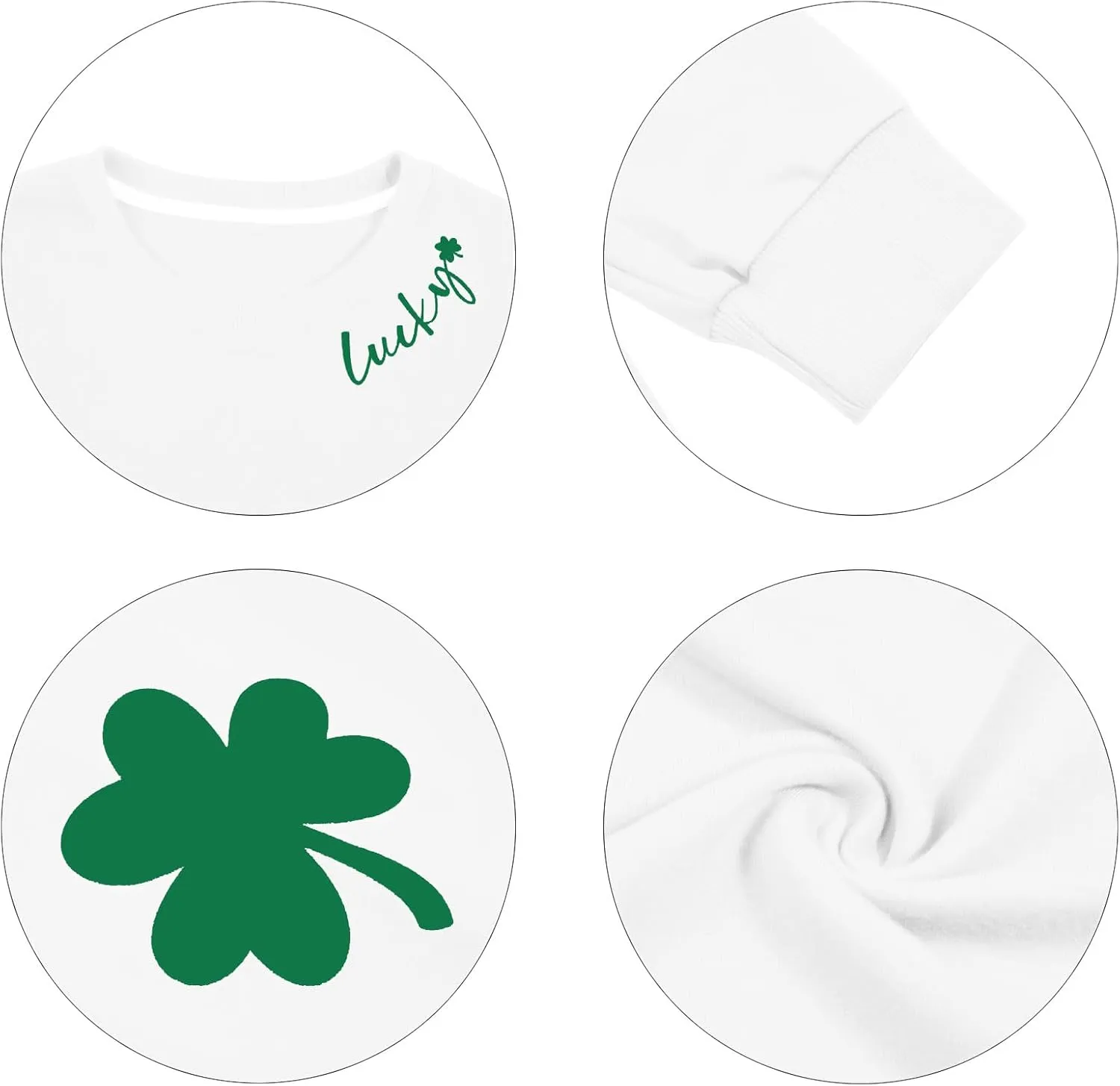 VILOVE Women St Patricks Day Sweatshirts Lucky Clover Sweater Irish Shamrock Pullover Long Sleeve Graphic Tops